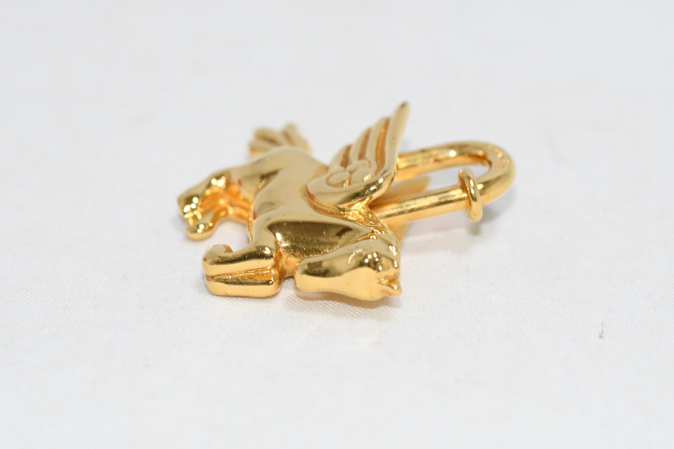 Hermes Cadena Gold Pegasus horse motif bag charm lock 001 Ex+