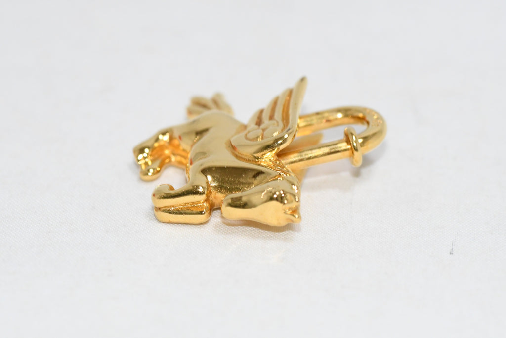 Hermes Cadena Gold Pegasus horse motif bag charm lock 001 Ex+