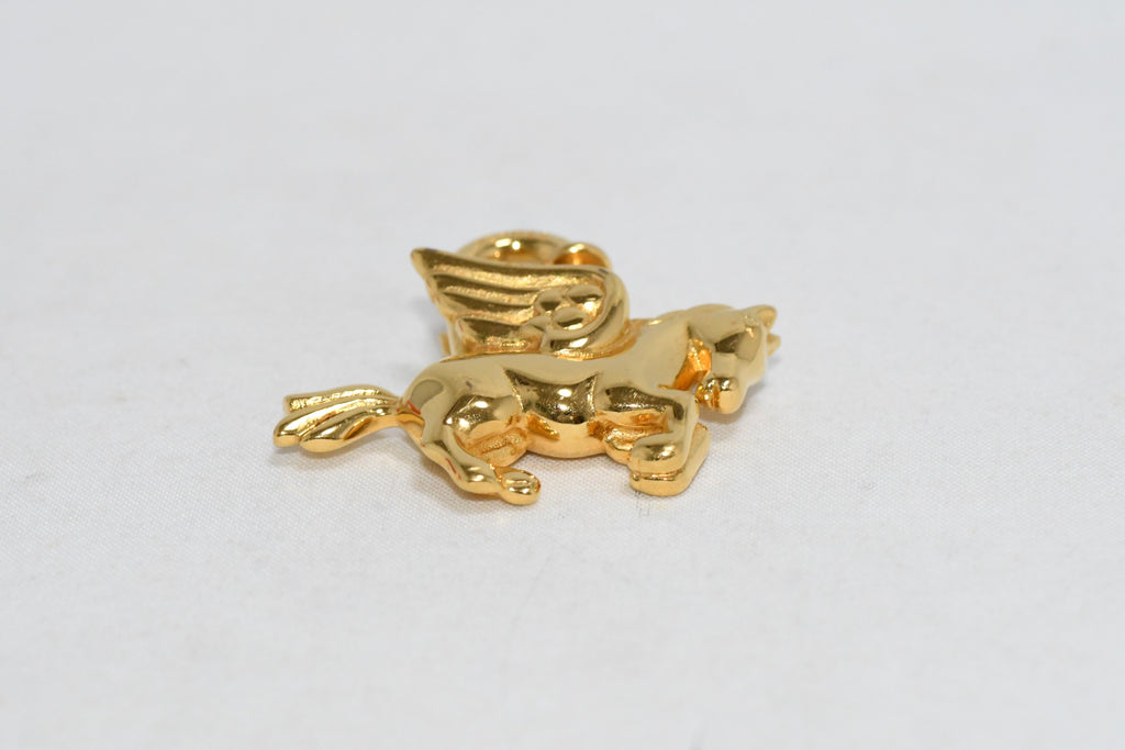 Hermes Cadena Gold Pegasus horse motif bag charm lock 001 Ex+