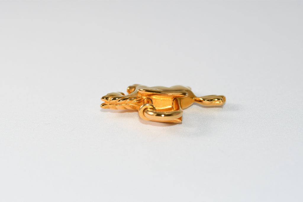 Hermes Cadena Gold Pegasus horse motif bag charm lock 004 Ex+