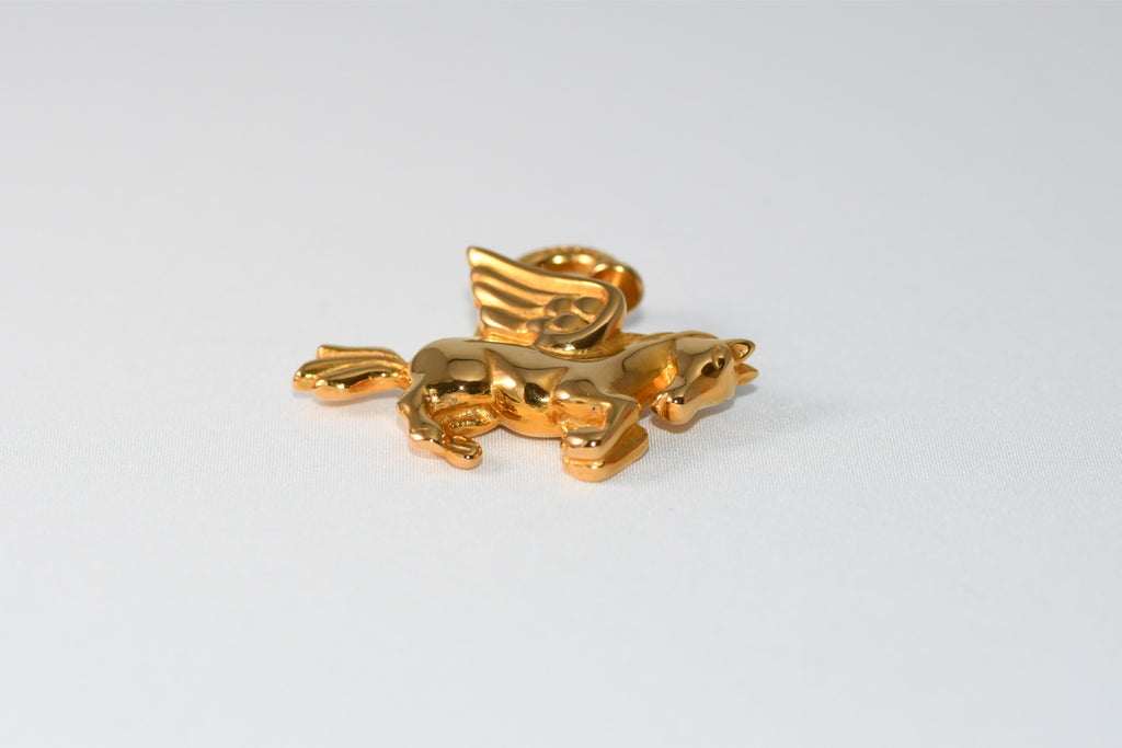 Hermes Cadena Gold Pegasus horse motif bag charm lock 004 Ex+