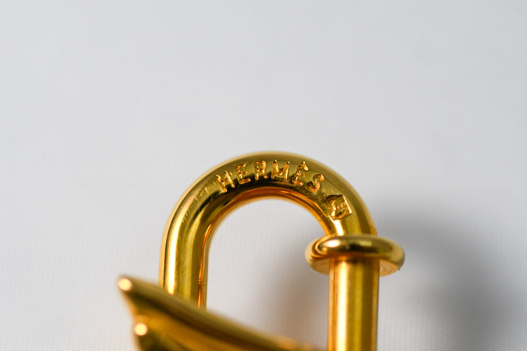Hermes Cadena Gold Pegasus horse motif bag charm lock 004 Ex+