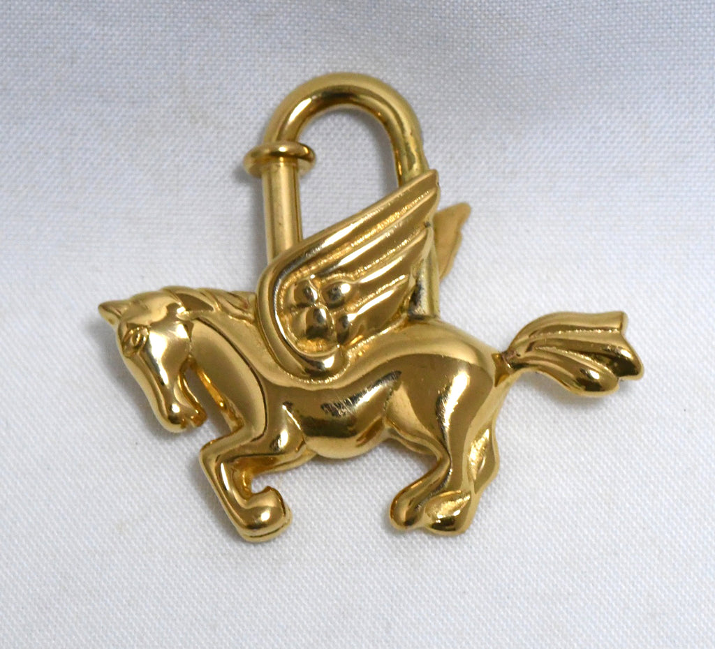 Hermes Cadena Gold Pegasus horse motif bag charm lock 0183