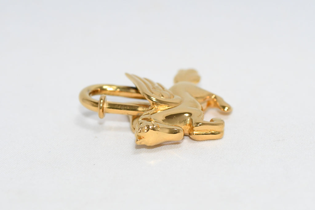 Hermes Cadena Gold Pegasus horse motif bag charm lock 0183