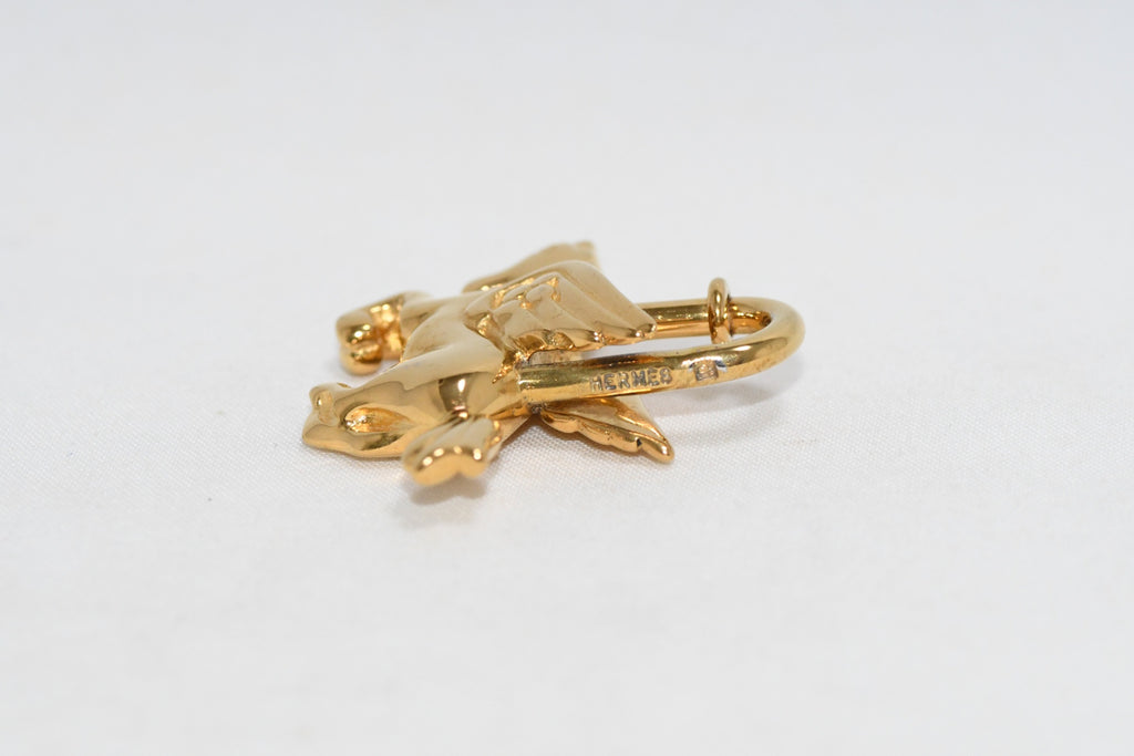 Hermes Cadena Gold Pegasus horse motif bag charm lock 0183