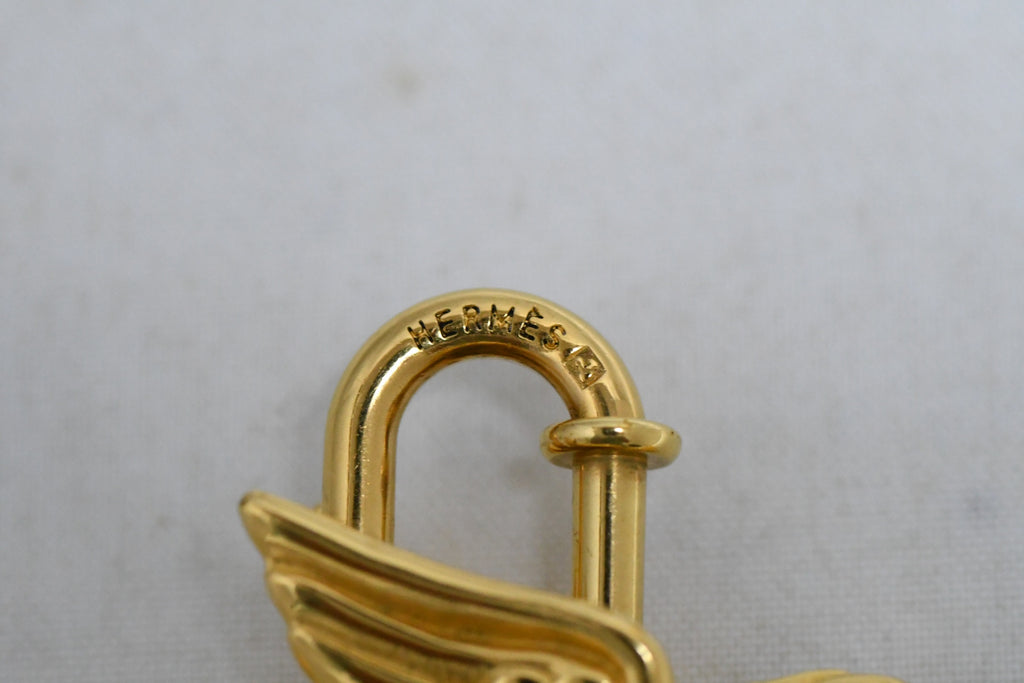 Hermes Cadena Gold Pegasus horse motif bag charm lock 064