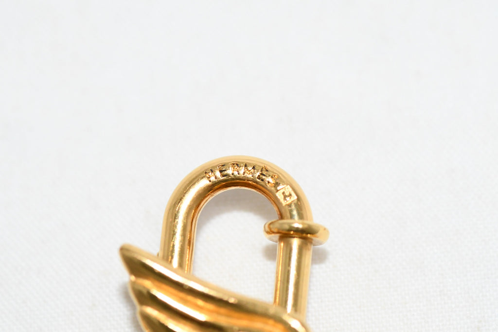 Hermes Cadena Gold Pegasus horse motif bag charm lock 064