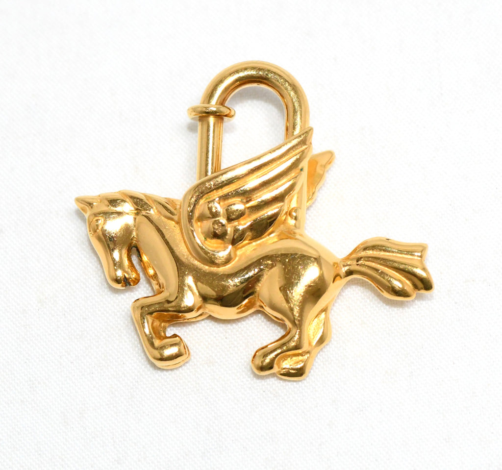 Hermes Cadena Gold Pegasus horse motif bag charm lock 064