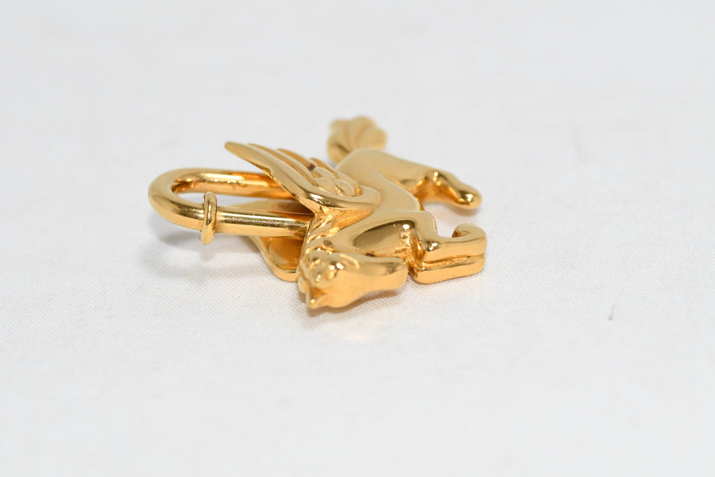 Hermes Cadena Gold Pegasus horse motif bag charm lock 064
