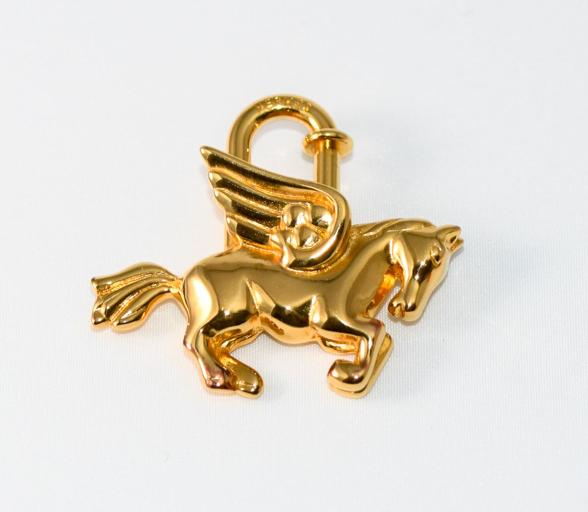 Hermes Cadena Gold Pegasus horse motif bag charm lock 094 Ex+