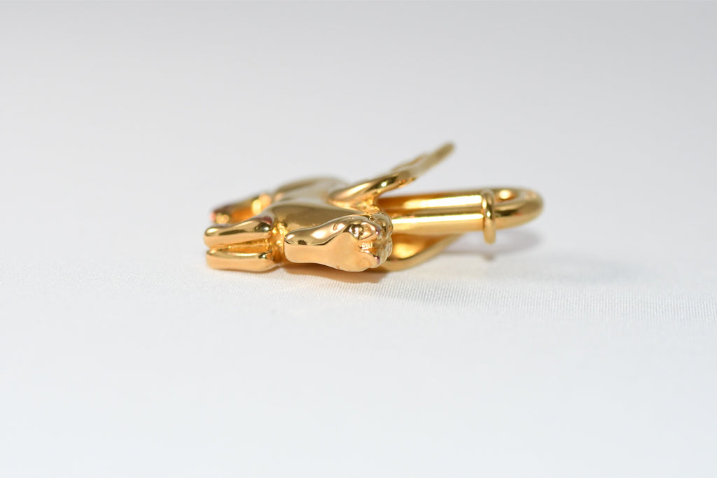 Hermes Cadena Gold Pegasus horse motif bag charm lock 094 Ex+