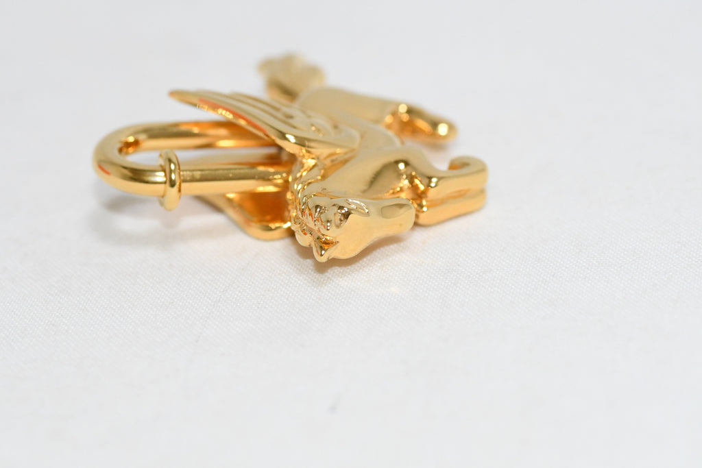 Hermes Cadena Gold Pegasus horse motif bag charm lock Ex++