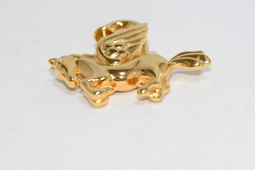 Hermes Cadena Gold Pegasus horse motif bag charm lock Ex++