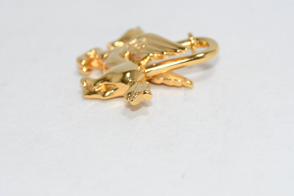 Hermes Cadena Gold Pegasus horse motif bag charm lock Ex++