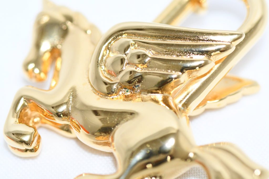 Hermes Cadena Gold Pegasus horse motif bag charm lock Ex++