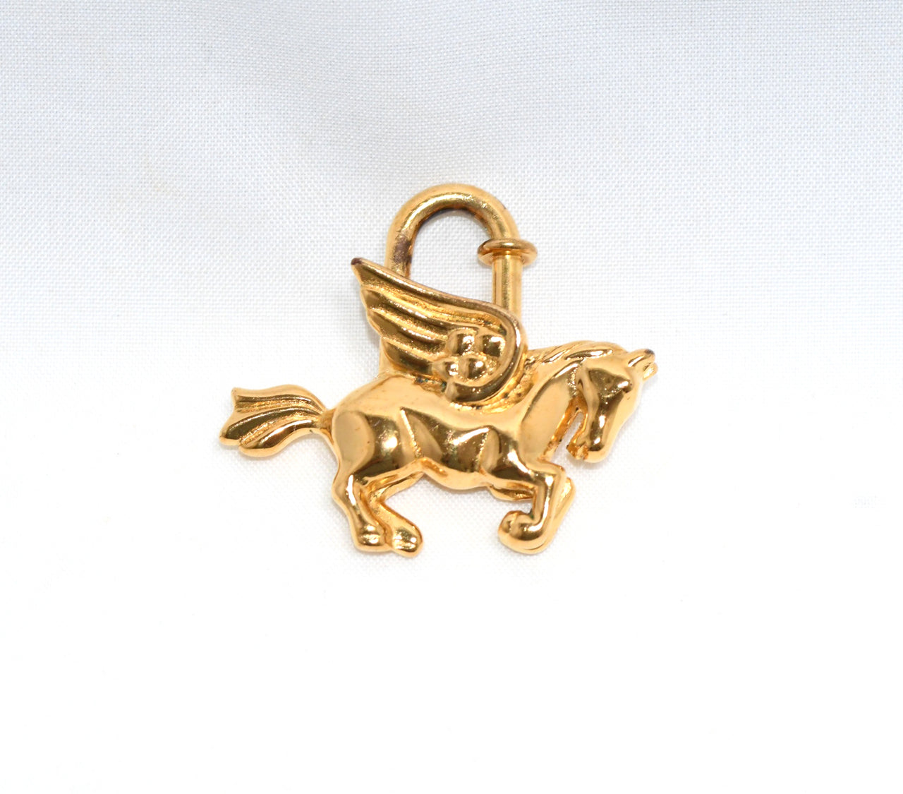 Hermes Cadena Gold Pegasus horse motif bag charm lock Great+ YA51
