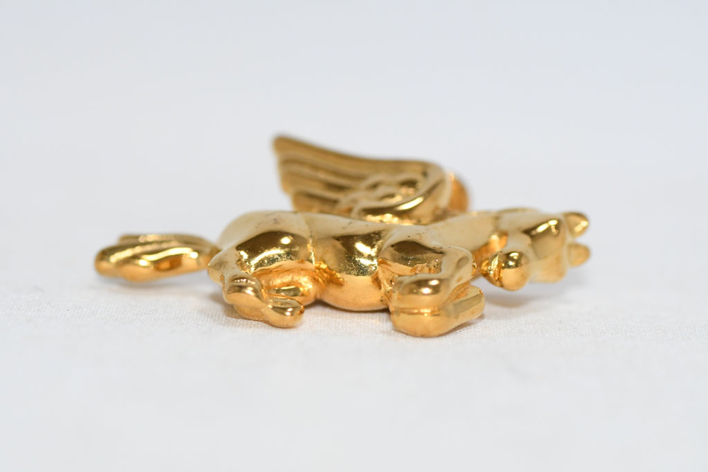 Hermes Cadena Gold Pegasus horse motif bag charm lock Great+ YA51