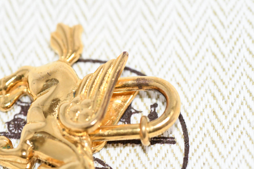 Hermes Cadena Gold Pegasus horse motif bag charm lock Great+ YA51