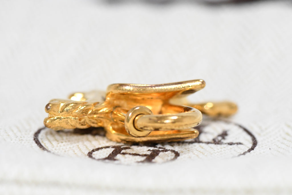 Hermes Cadena Gold Pegasus horse motif bag charm lock Great+ YA51
