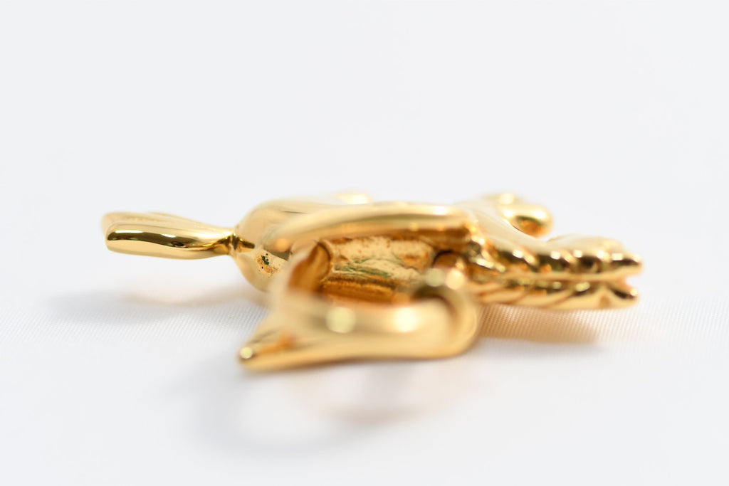 Hermes Cadena Gold Pegasus horse motif bag charm lock Y615