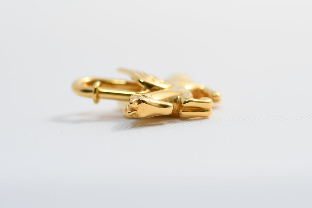 Hermes Cadena Gold Pegasus horse motif bag charm lock Y615