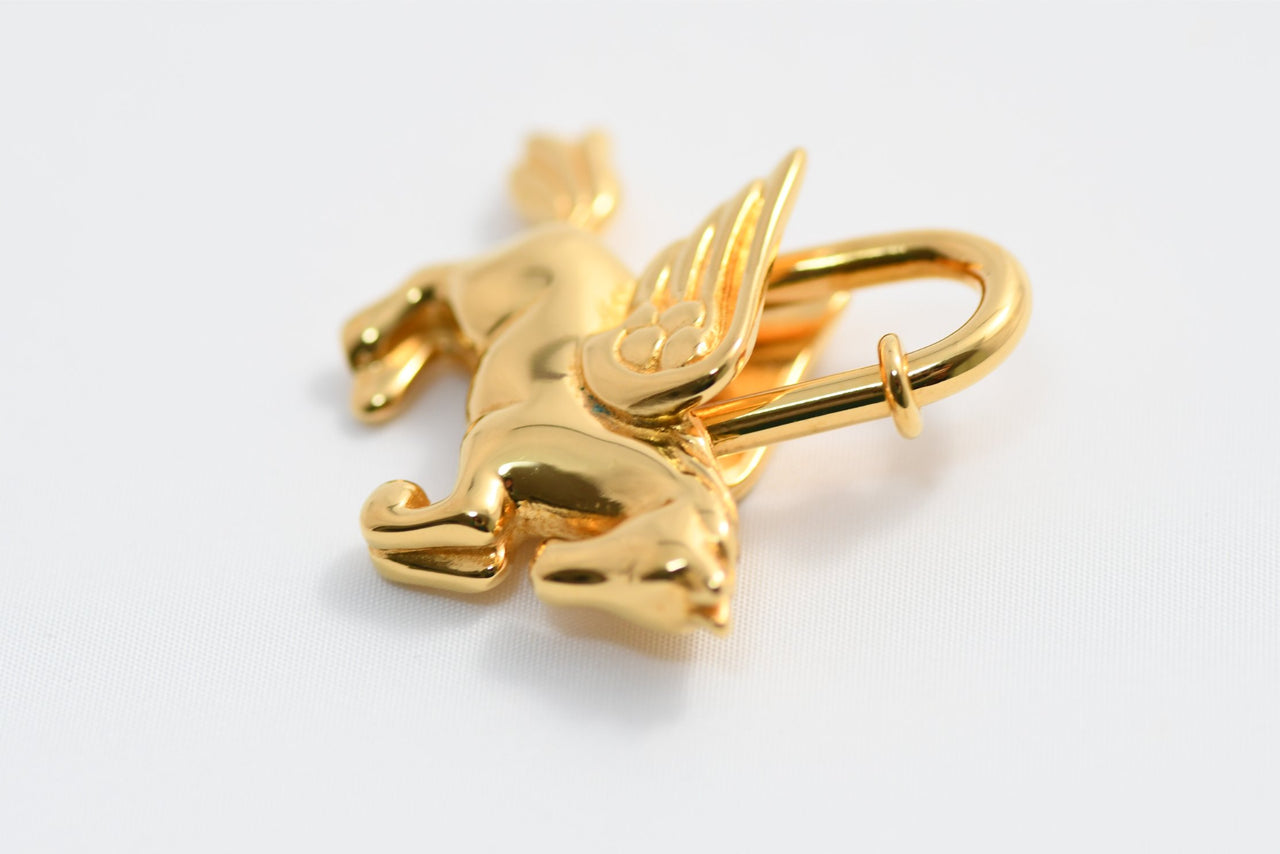 Hermes Cadena Gold Pegasus horse motif bag charm lock Y615