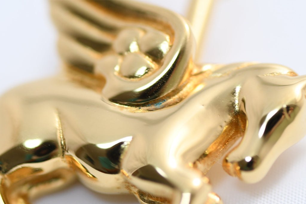 Hermes Cadena Gold Pegasus horse motif bag charm lock Y615