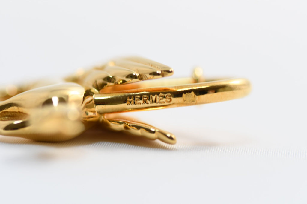 Hermes Cadena Gold Pegasus horse motif bag charm lock Y615