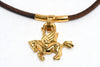 Hermes Cadena Gold Pegasus with Choker necklace bag charm horse motif lock