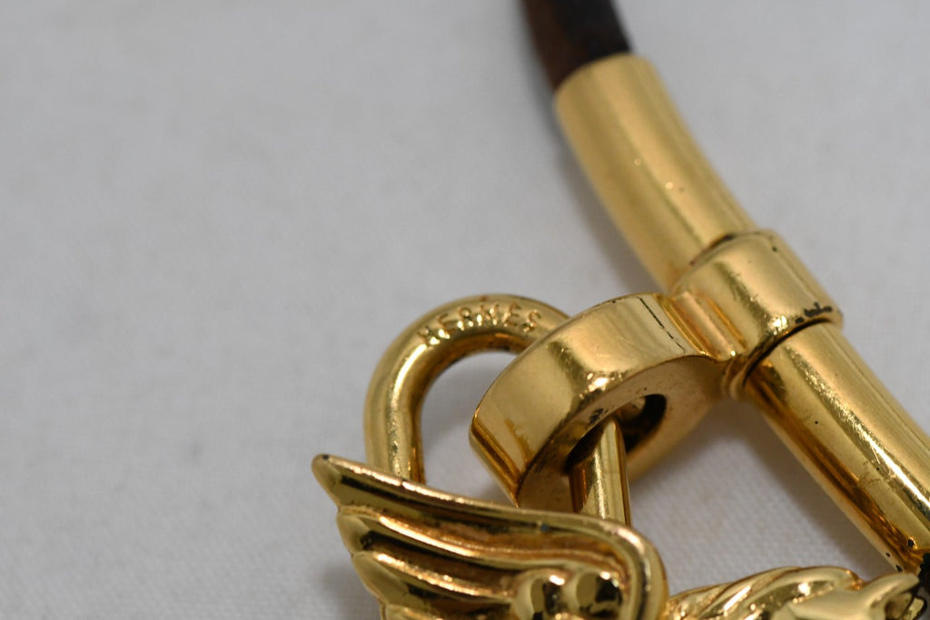 Hermes Cadena Gold Pegasus with Choker necklace bag charm horse motif lock