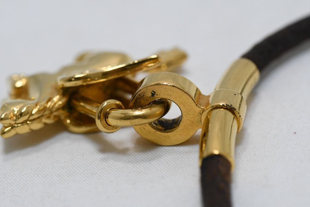 Hermes Cadena Gold Pegasus with Choker necklace bag charm horse motif lock