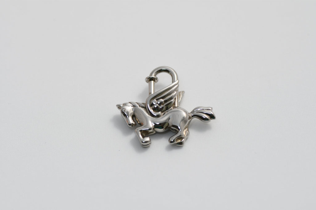 Hermes Cadena Silver Pegasus Horse Motif bag charm lock M510