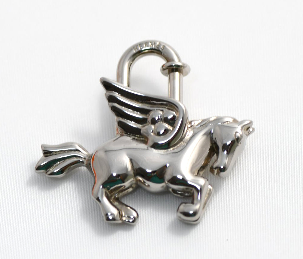 Hermes Cadena Silver Pegasus Horse Motif bag charm lock M510