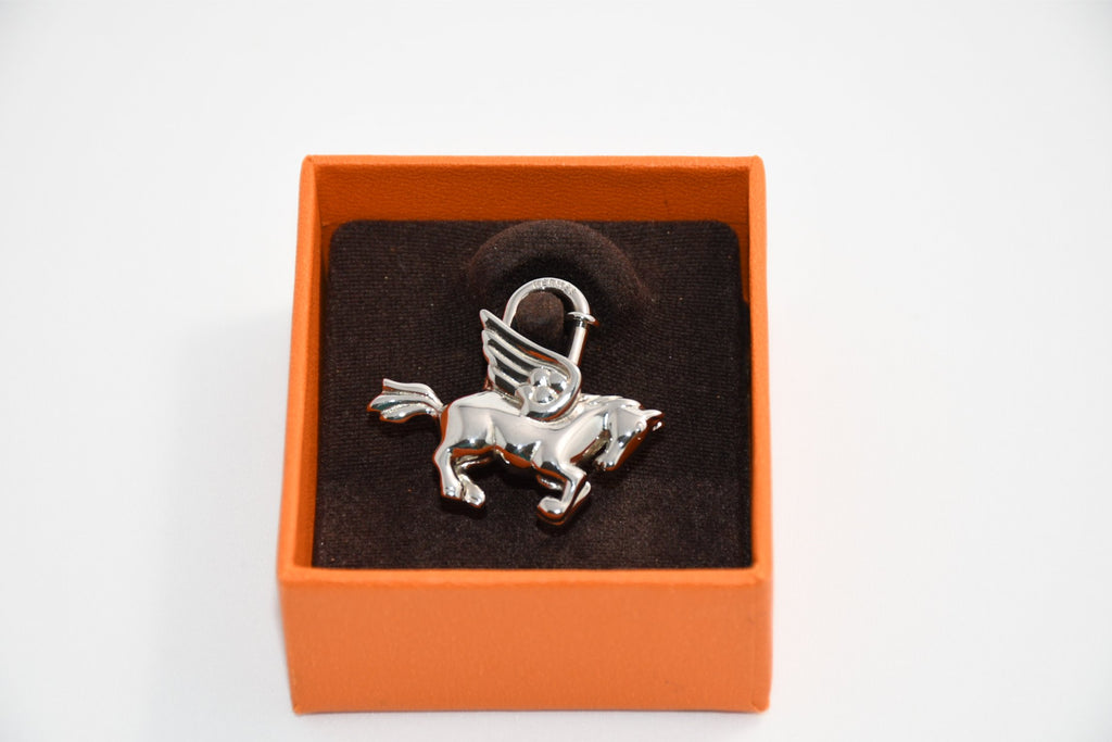 Hermes Cadena Silver Pegasus Horse Motif bag charm lock M510