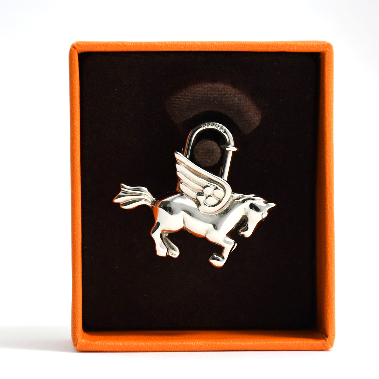 Hermes Cadena Silver Pegasus Horse Motif bag charm lock M510
