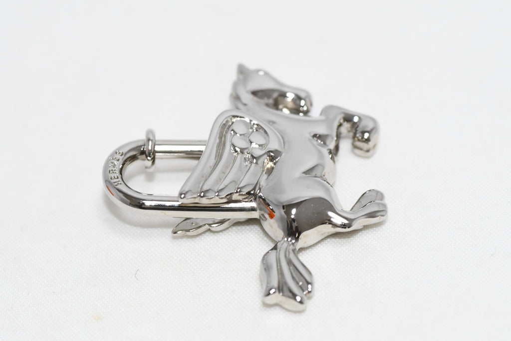 Hermes Cadena Silver Pegasus Horse Motif bag charm lock NEW