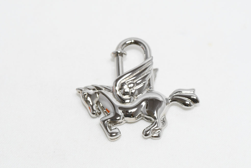 Hermes Cadena Silver Pegasus Horse Motif bag charm lock NEW