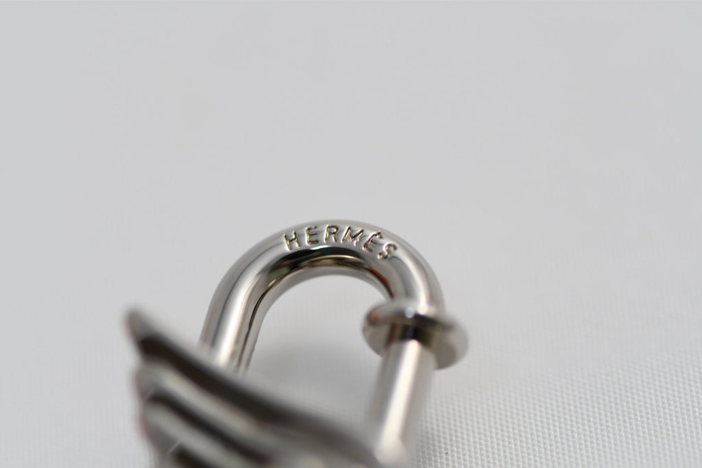 Hermes Cadena Silver Pegasus Horse Motif bag charm lock MINT AU58