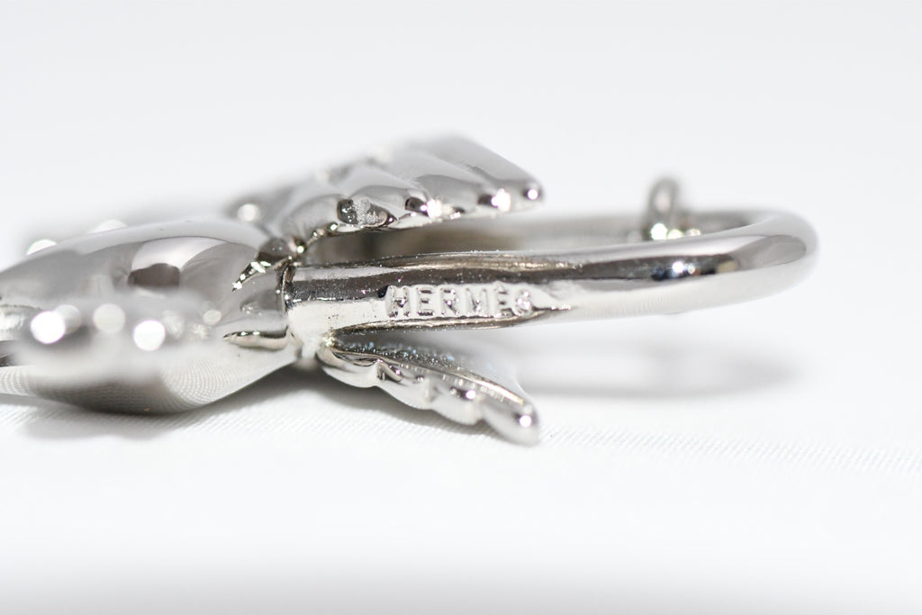 Hermes Cadena Silver Pegasus Horse Motif bag charm lock MINT 04
