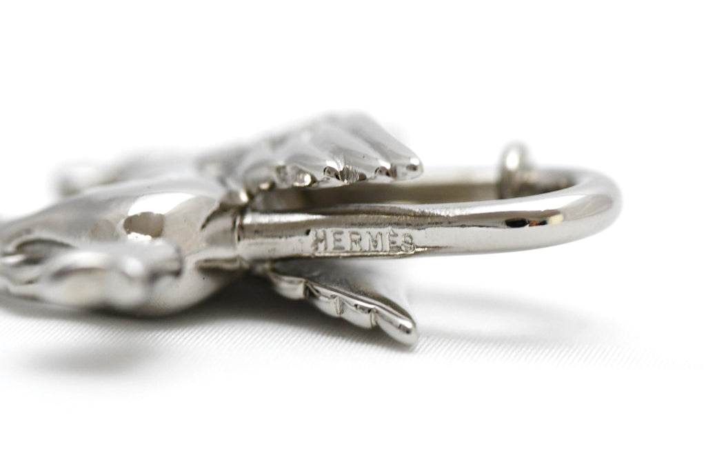 Hermes Cadena Silver Pegasus Horse Motif bag charm lock MINT 04