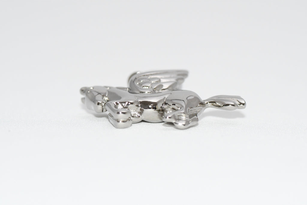 Hermes Cadena Silver Pegasus Horse Motif bag charm lock MINT 04