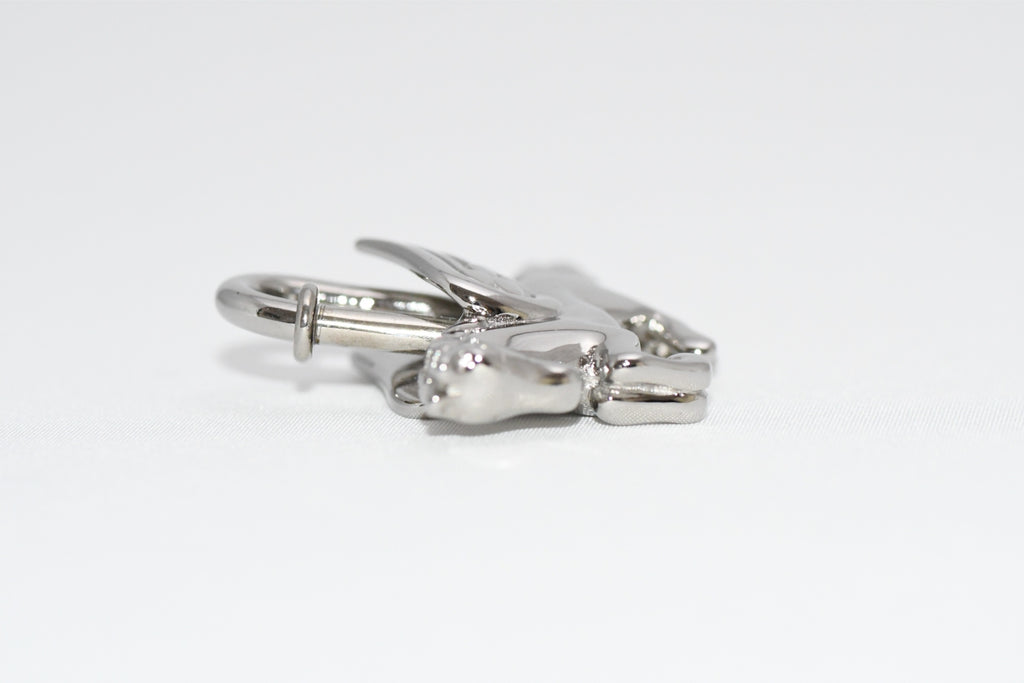 Hermes Cadena Silver Pegasus Horse Motif bag charm lock MINT 04