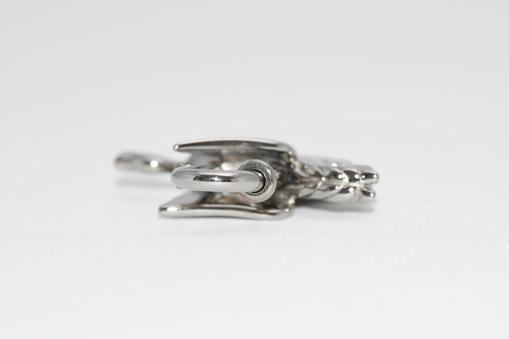 Hermes Cadena Silver Pegasus Horse Motif bag charm lock MINT 04