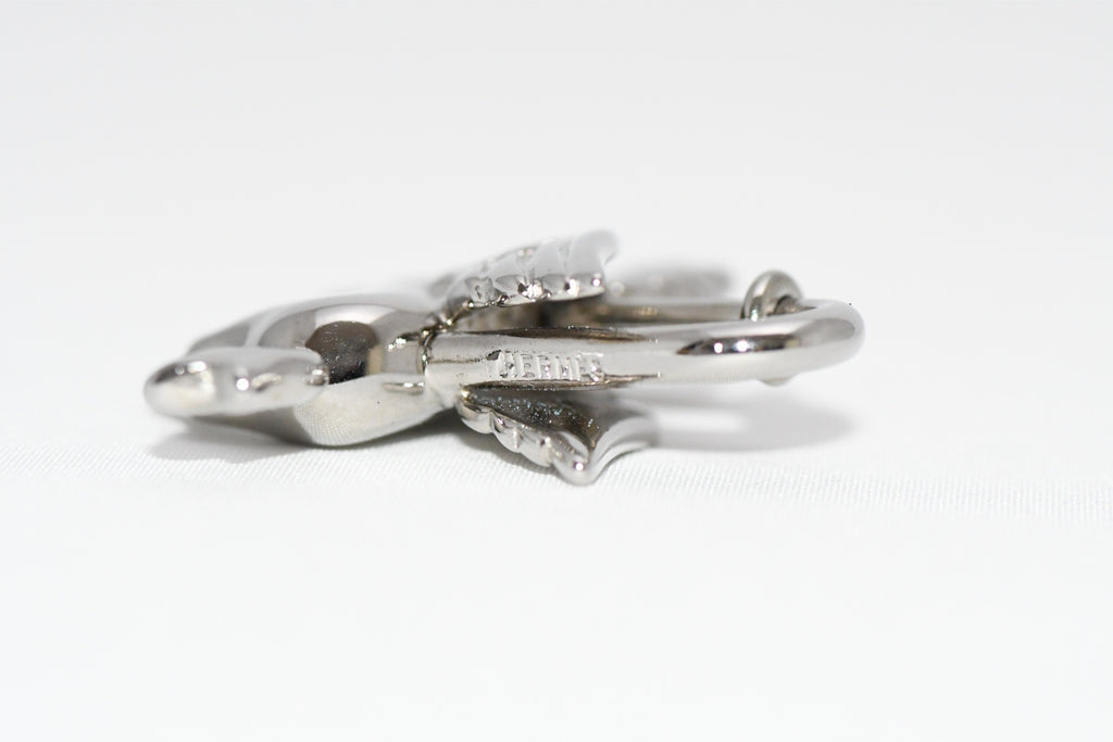 Hermes Cadena Silver Pegasus Horse Motif bag charm lock MINT 04