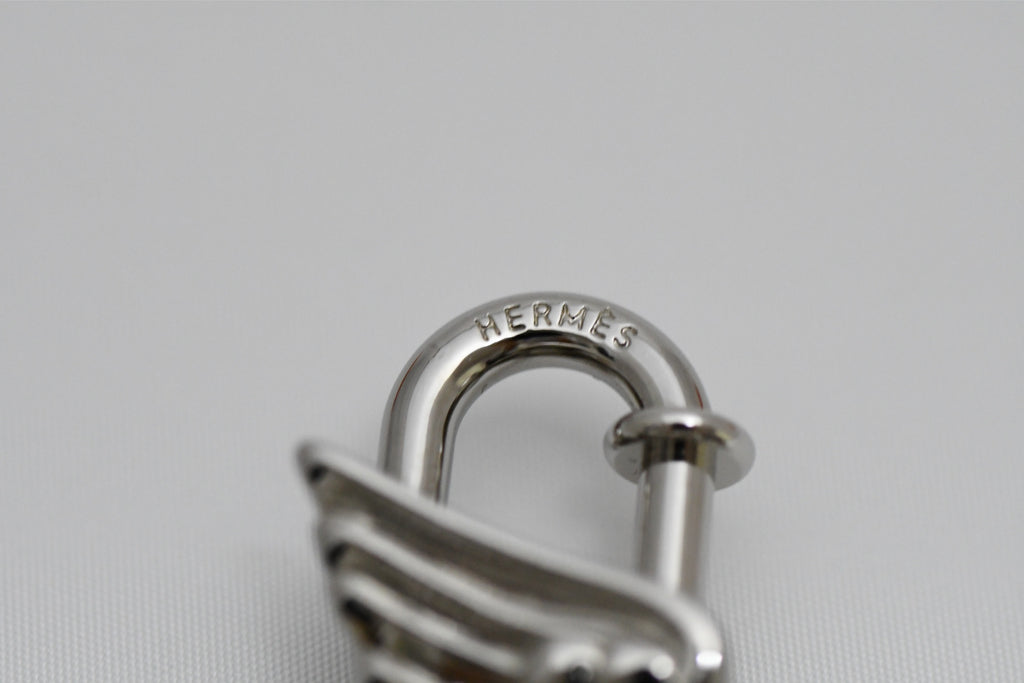 Hermes Cadena Silver Pegasus Horse Motif bag charm lock NEW 059