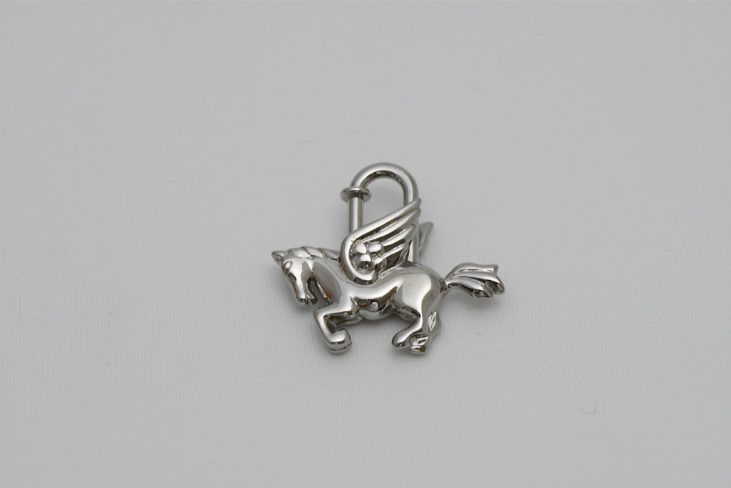 Hermes Cadena Silver Pegasus Horse Motif bag charm lock NEW 059