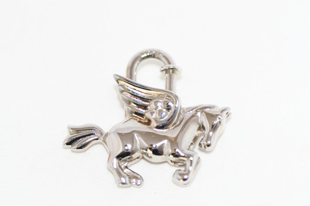 Hermes Cadena Silver Pegasus Horse Motif bag charm lock R66