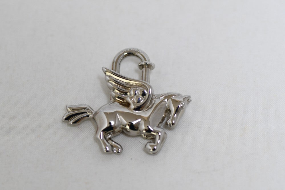Hermes Cadena Silver Pegasus Horse Motif bag charm lock R66
