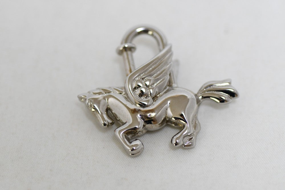 Hermes Cadena Silver Pegasus Horse Motif bag charm lock R66