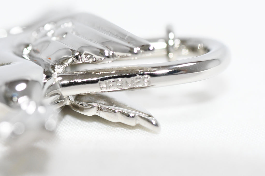 Hermes Cadena Silver Pegasus horse motif bag charm lock Ex+